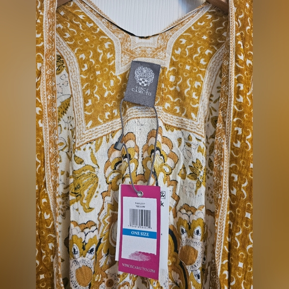 Vince Camuto Paisley Crinkle Top O/S - Picture 6 of 8